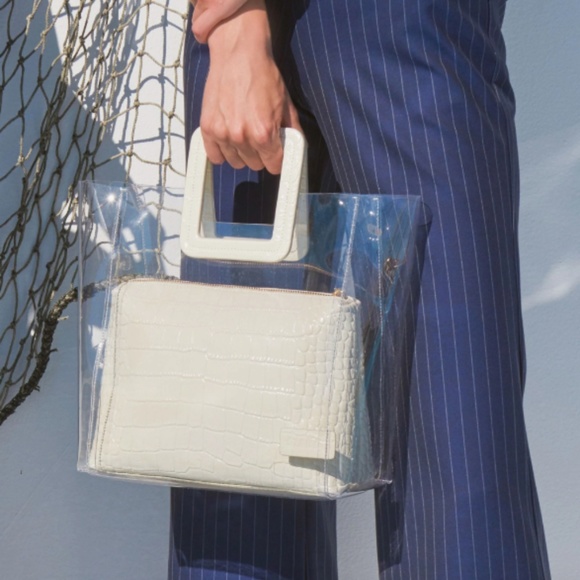 STAUD Handbags - STAUD SHIRLEY TOTE - PVC Cream Croc Embossed